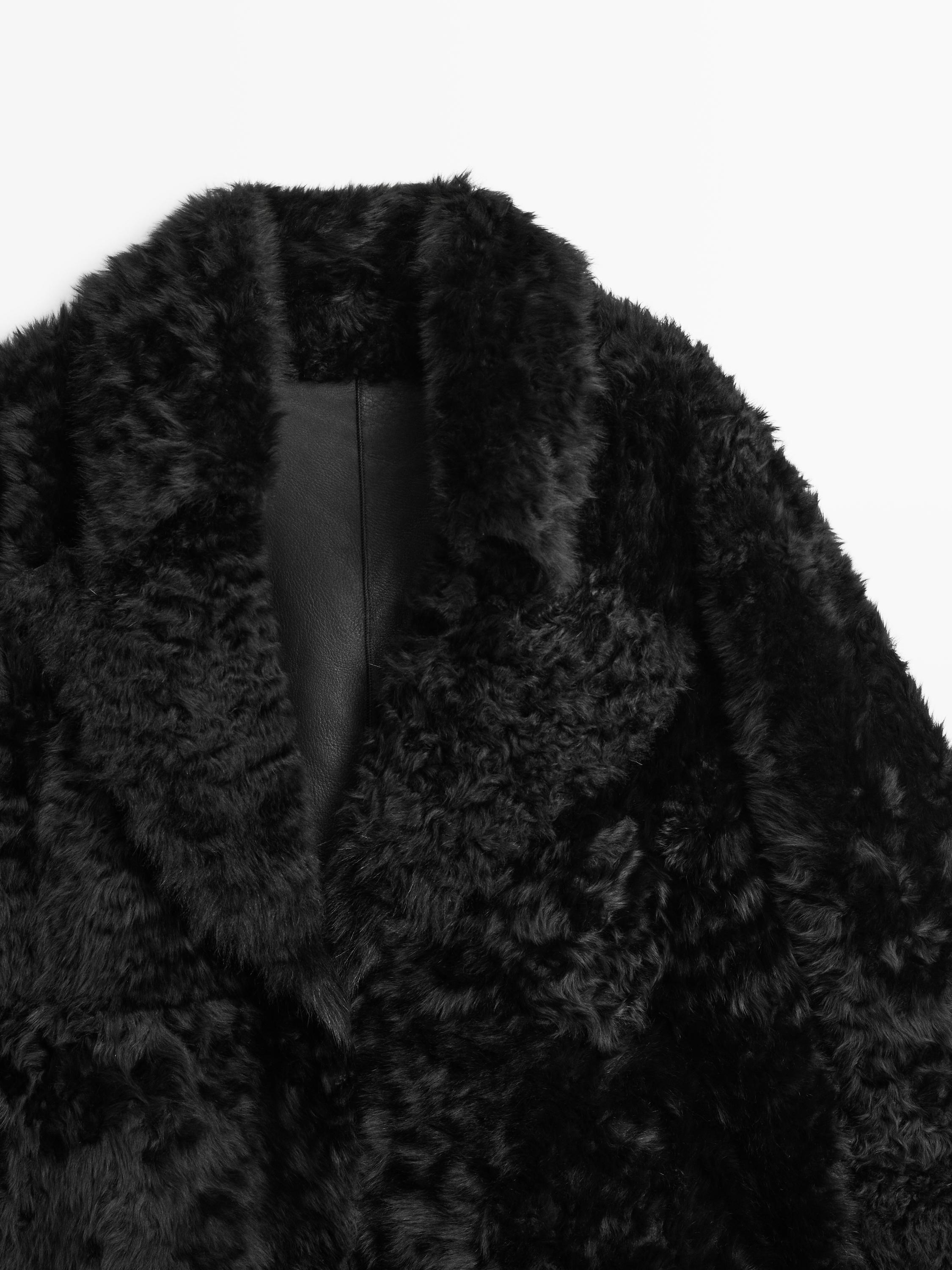 Manteau à revers en peau avec fourrure - STUDIO